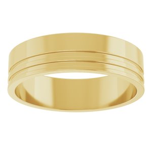 14K Yellow 6 mm Grooved Flat Band Size 13