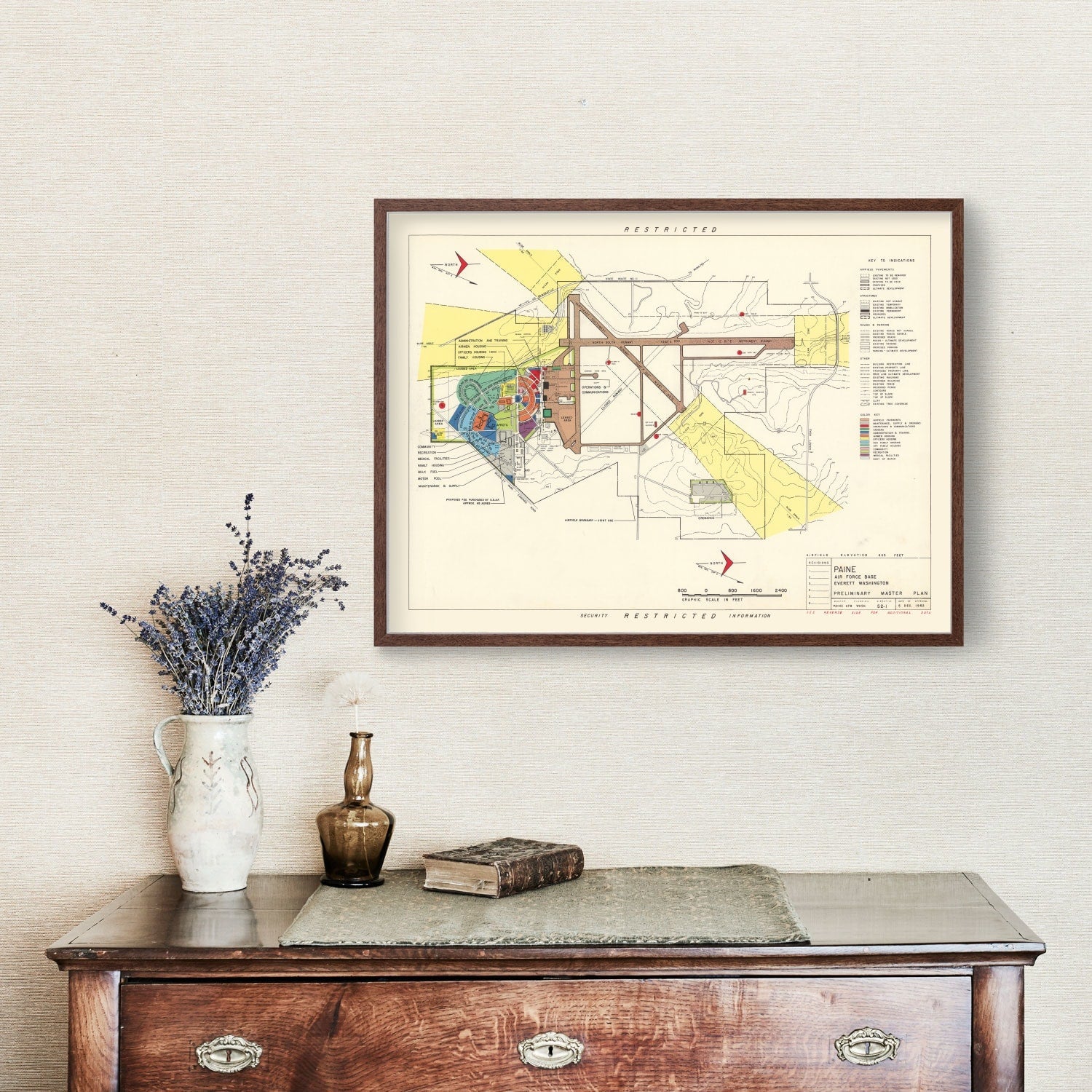 Vintage Map of Paine Air Fore Base, 1952