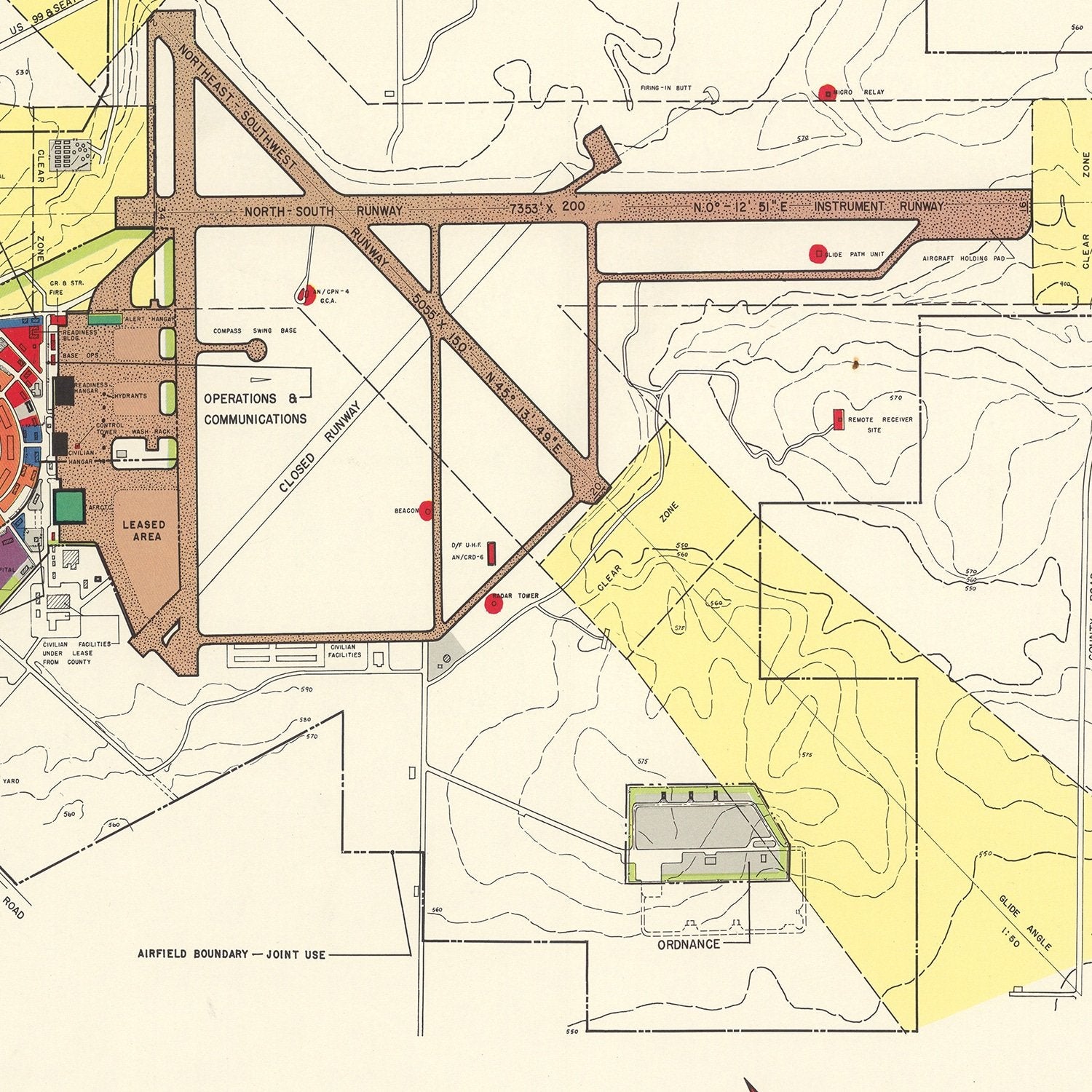 Vintage Map of Paine Air Fore Base, 1952