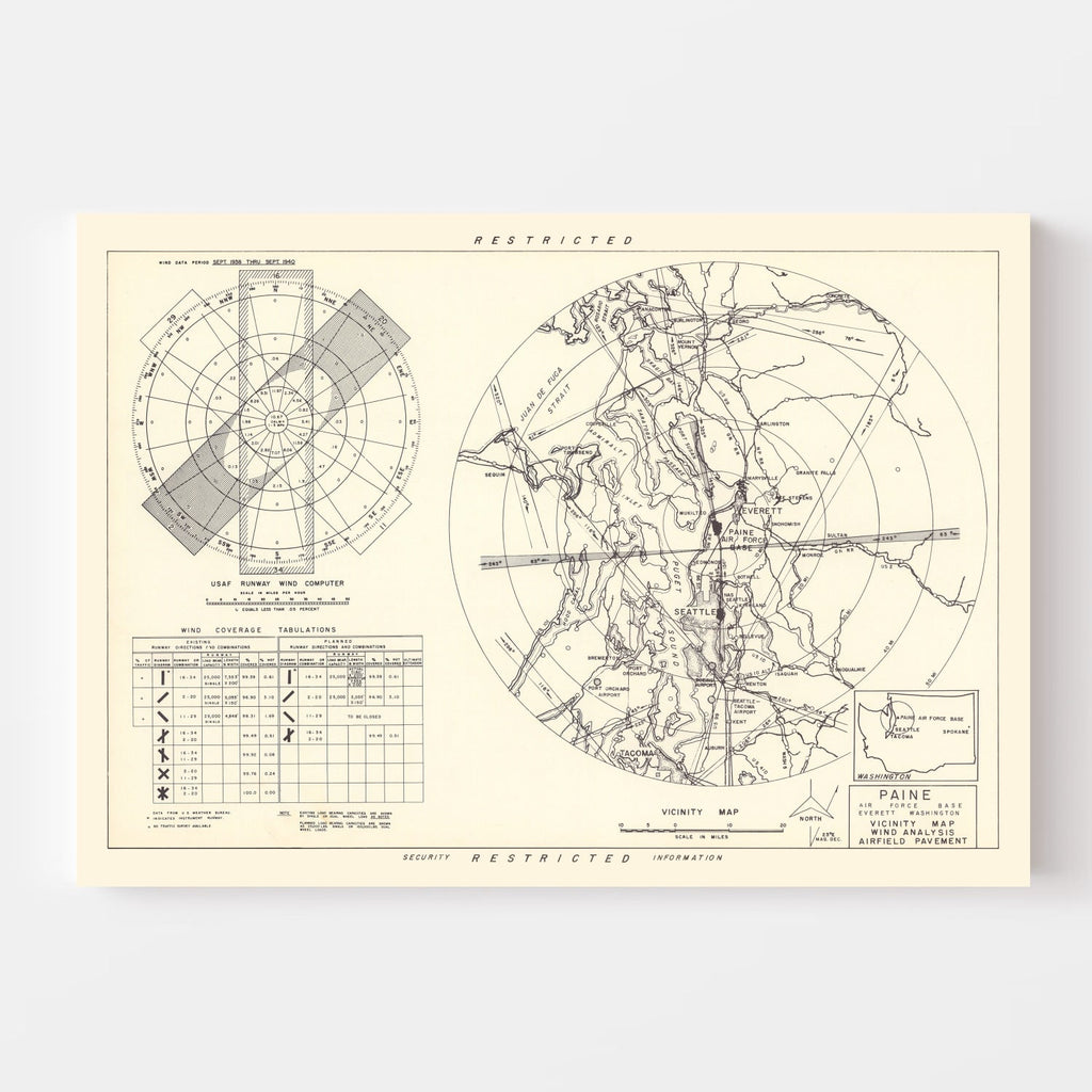 Vintage Map of the Paine Air Fore Base Vicinity, 1952