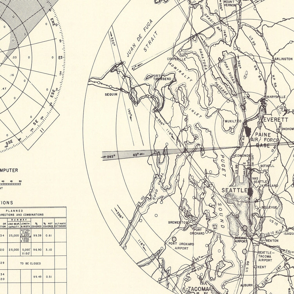 Vintage Map of the Paine Air Fore Base Vicinity, 1952