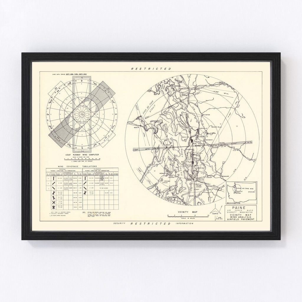 Vintage Map of the Paine Air Fore Base Vicinity, 1952