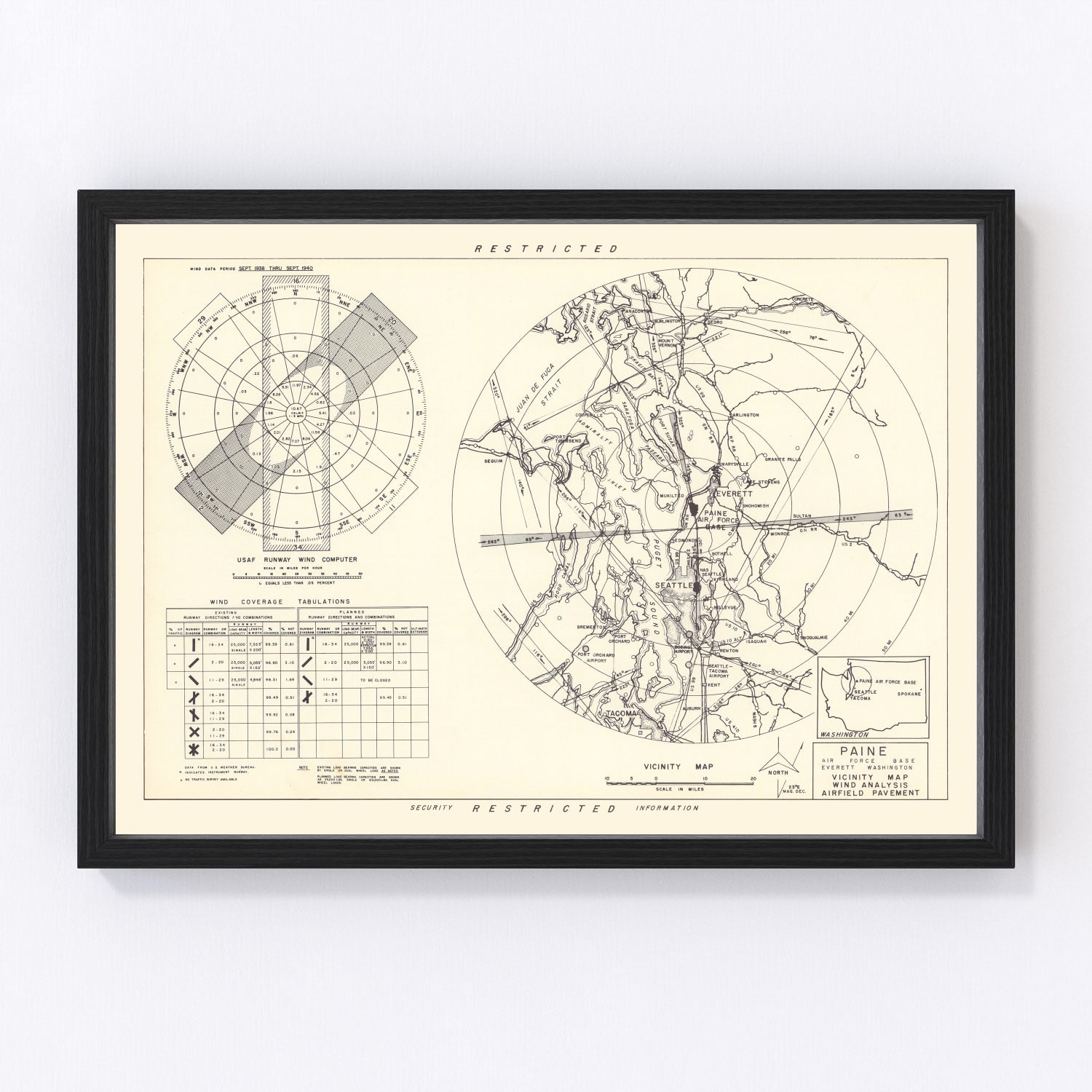 Vintage Map of the Paine Air Fore Base Vicinity, 1952