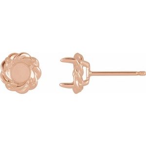 14K Rose Gold 5.5 mm Round Claw Prong Rope Earrings