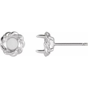 Sterling Silver 5.5 mm Round Claw-Prong Rope Earrings