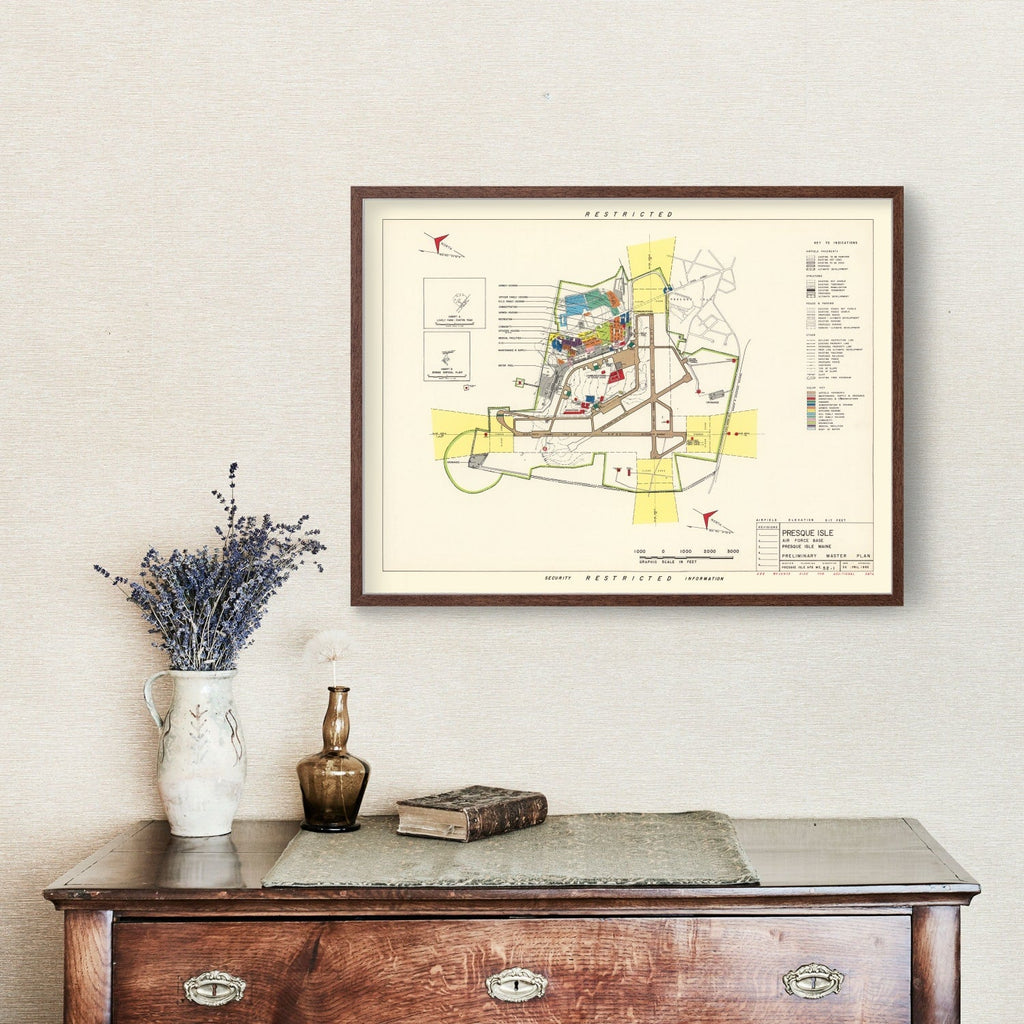 Vintage Map of Presque Isle Air Fore Base, 1952