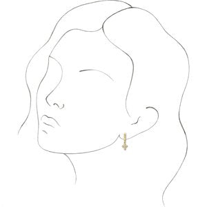 14K Yellow Gold 1/10 CTW Natural Diamond Cross Hoop Earrings – image 3