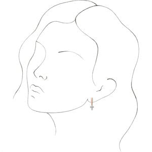 Sterling Silver Cultured White Seed Pearl Cross Hoop Earrings – image 3