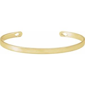 14K Yellow Engravable Diamond Pierced Cuff 7" Bracelet