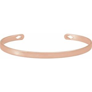 14K Rose Engravable Diamond Pierced Cuff 7" Bracelet