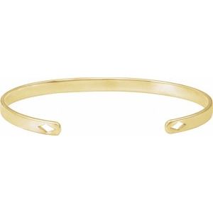 14K Yellow Engravable Diamond Pierced Cuff 7" Bracelet