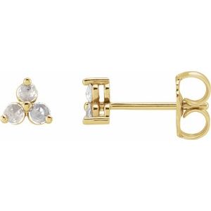 14K Yellow Gold 1/8 CTW Rose-Cut Natural Diamond Three-Stone Earrings
