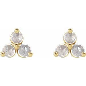 14K Yellow Gold 1/8 CTW Rose-Cut Natural Diamond Three-Stone Earrings