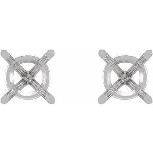 Platinum 7 mm Round 4-Prong Cocktail-Style Earring Mounting – image 2