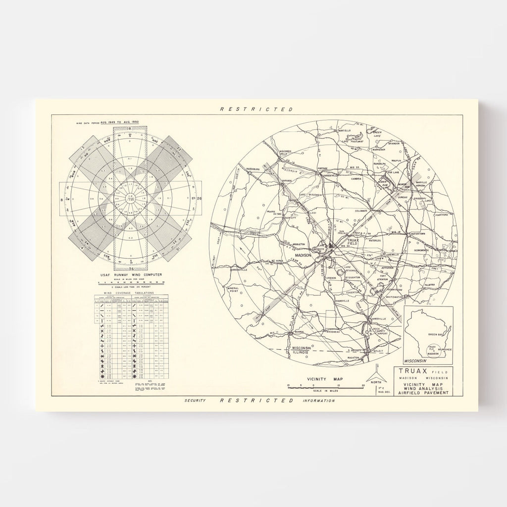 Vintage Map of the Traux field Vicinity, 1952