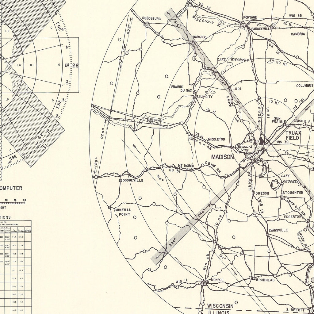 Vintage Map of the Traux field Vicinity, 1952