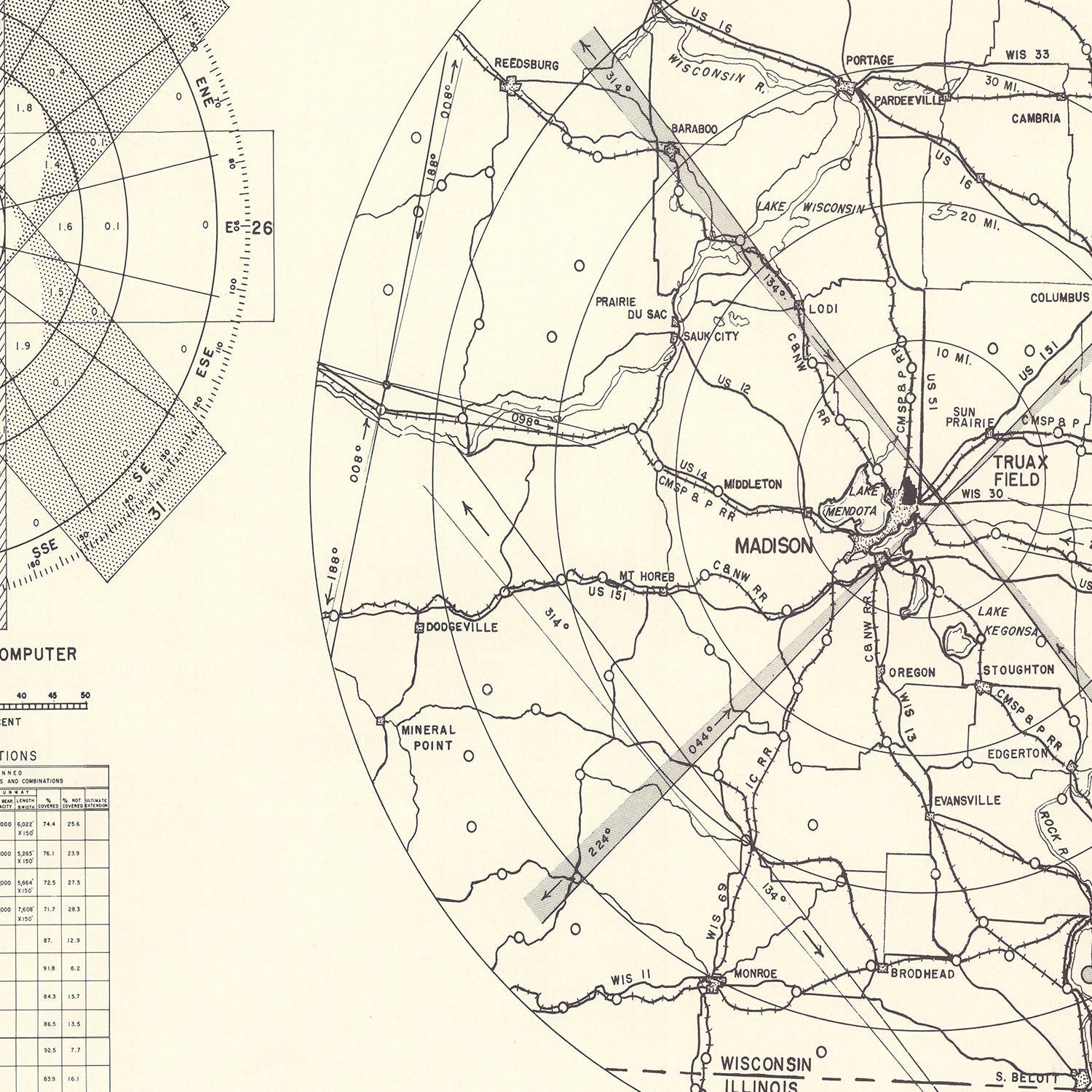 Vintage Map of the Traux field Vicinity, 1952