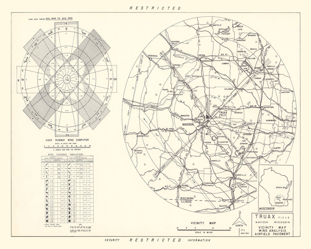 Vintage Map of the Traux field Vicinity, 1952
