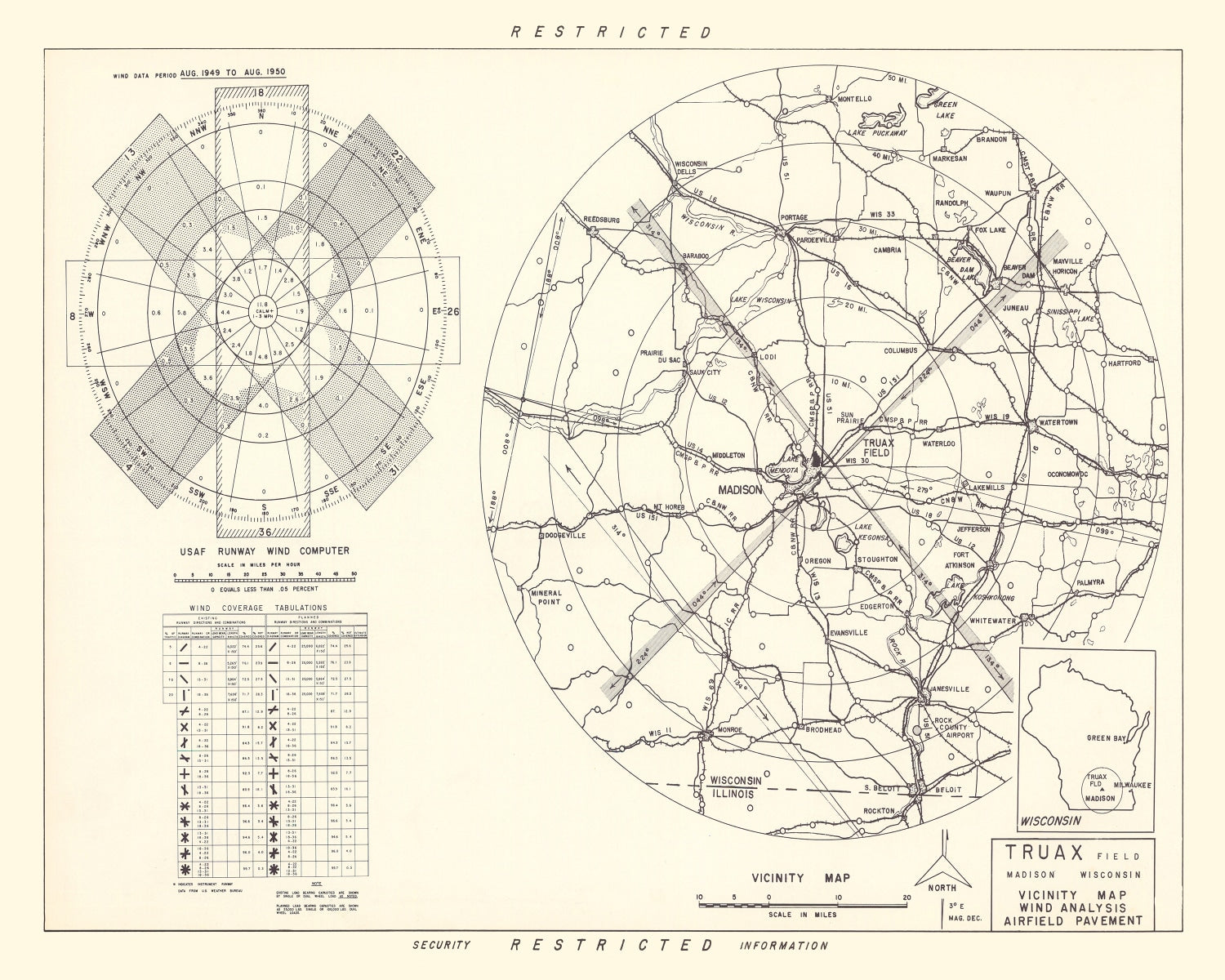 Vintage Map of the Traux field Vicinity, 1952