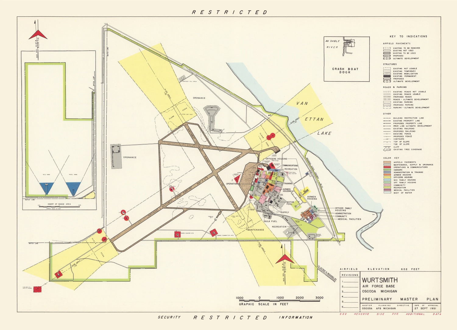 Vintage Map of Wurtsmith Air Force Base, 1952