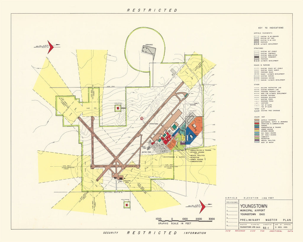 Vintage Map of Youngstown Municipal Airport, 1951