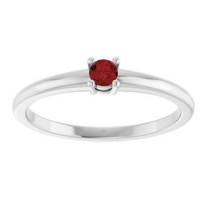 Platinum Natural Garnet Mozambique Ring