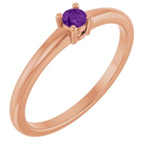 14K Rose Gold Natural Natural Amethyst Ring