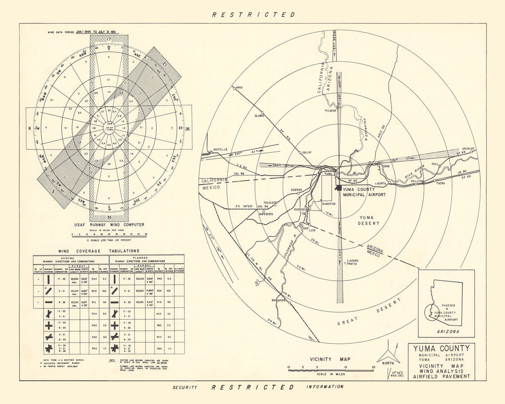 Vintage Map of the Yuma County Municipal Airport Vicinity, 1951