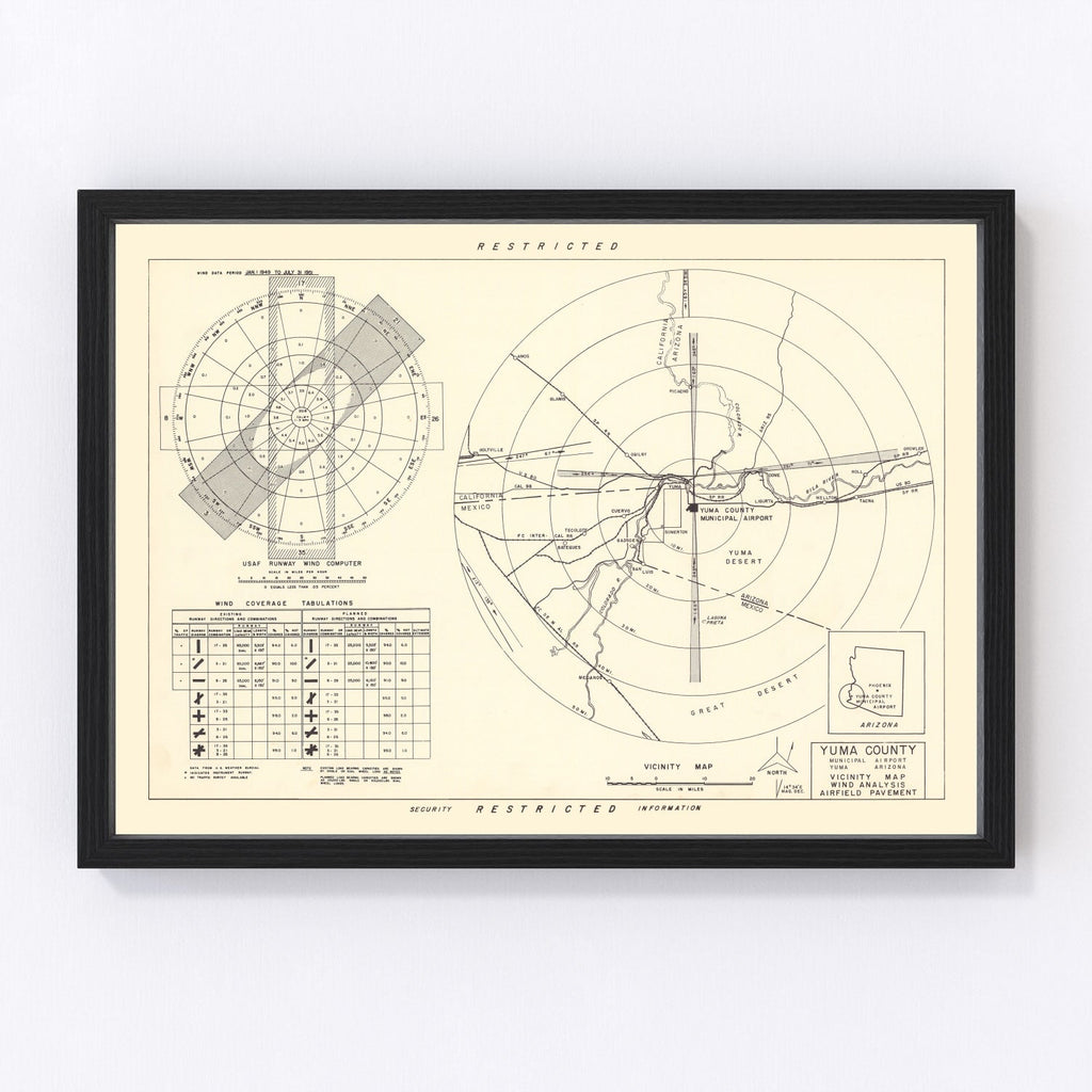 Vintage Map of the Yuma County Municipal Airport Vicinity, 1951