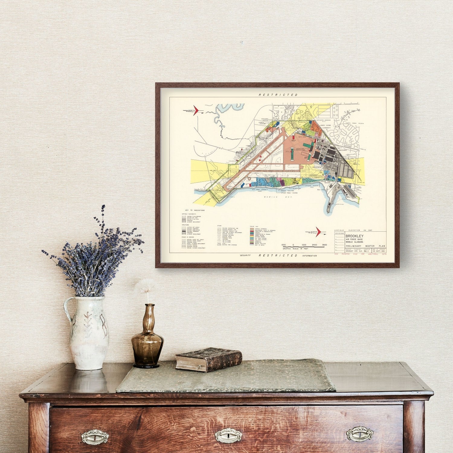 Vintage Map of Brookley Air Force Base, 1952