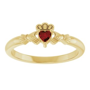 14K Yellow Gold Natural Mozambique Garnet Claddagh Ring