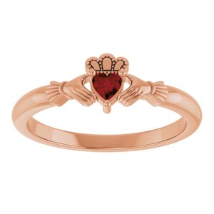 14K Rose Gold Natural Mozambique Garnet Claddagh Ring