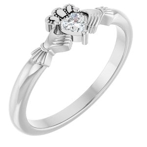 Platinum Stuller Lab-Grown Moissanite���  Claddagh Ring