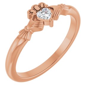 14K Rose Gold Stuller Lab-Grown Moissanite���  Claddagh Ring