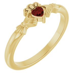 14K Yellow Gold Natural Mozambique Garnet Claddagh Ring