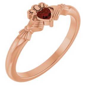 14K Rose Gold Natural Mozambique Garnet Claddagh Ring