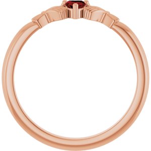 14K Rose Gold Natural Mozambique Garnet Claddagh Ring