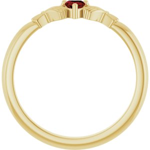 14K Yellow Gold Natural Mozambique Garnet Claddagh Ring