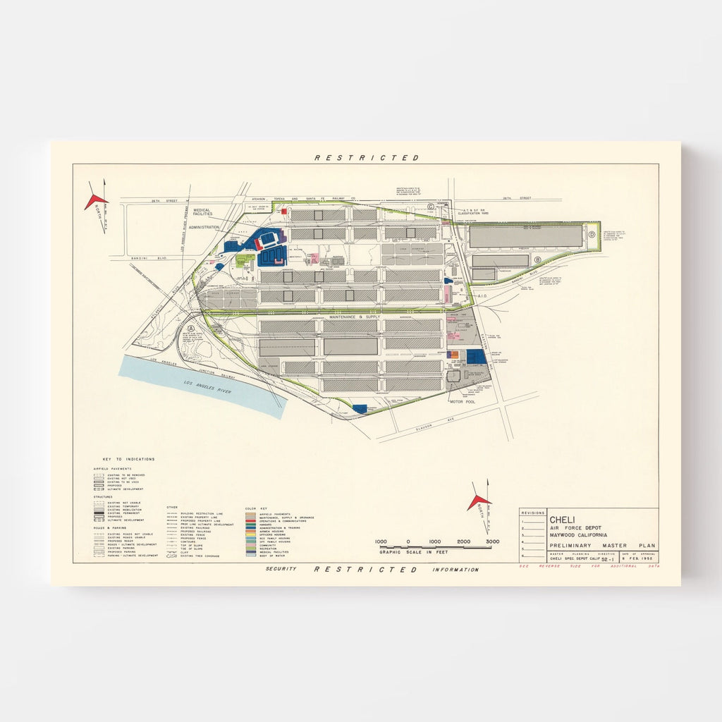 Vintage Map of Cheli Air Force Depot, 1952