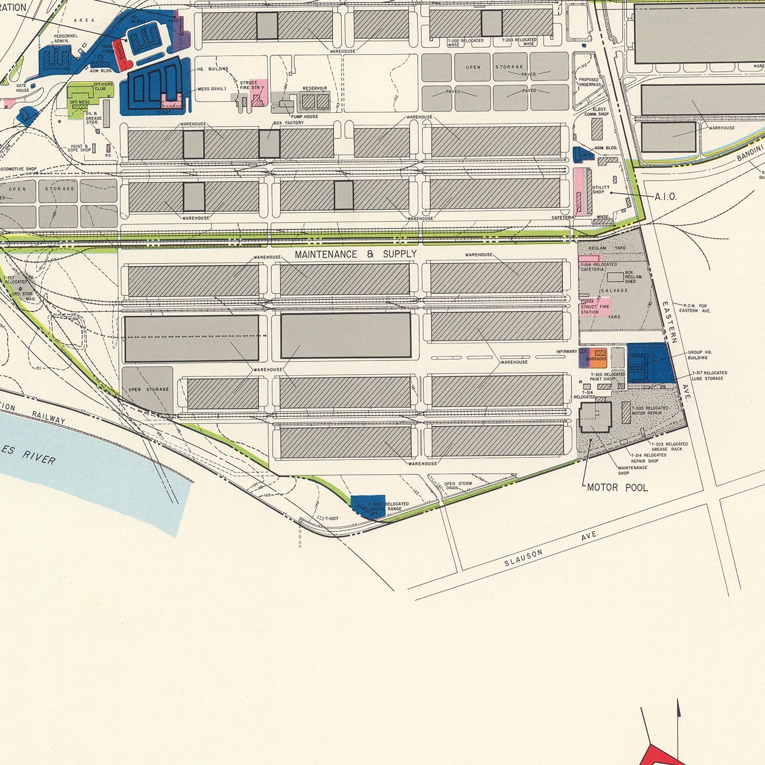 Vintage Map of Cheli Air Force Depot, 1952