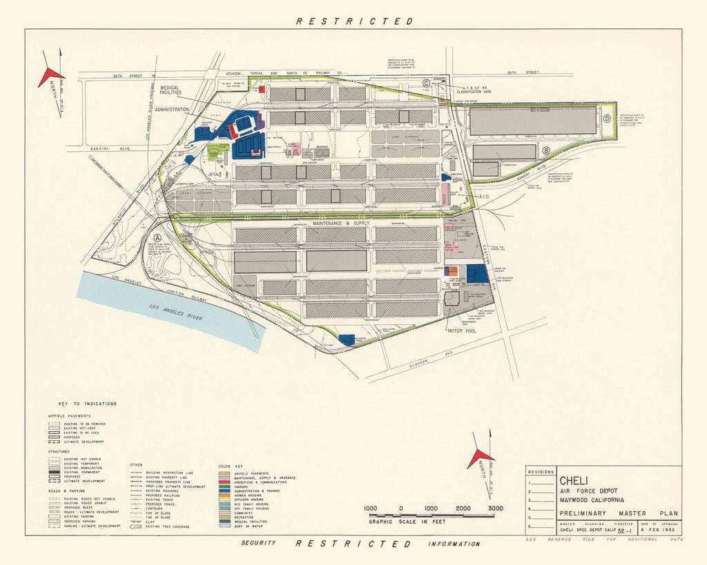 Vintage Map of Cheli Air Force Depot, 1952