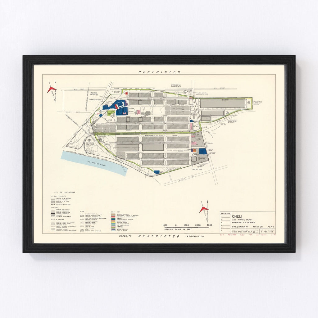 Vintage Map of Cheli Air Force Depot, 1952