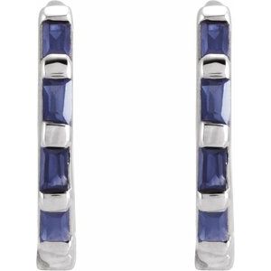 Sterling Silver Natural Blue Sapphire Huggie Earrings – image 2