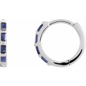 Sterling Silver Natural Blue Sapphire Huggie Earrings