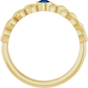 14K Yellow Gold Natural Blue Sapphire Curb Chain Ring