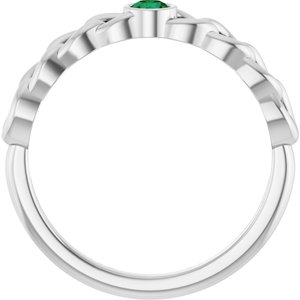 Sterling Silver Natural Emerald Curb Chain Ring