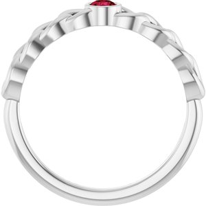 Platinum Natural Ruby Curb Chain Ring
