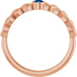 14K Rose Gold Natural Blue Sapphire Curb Chain Ring