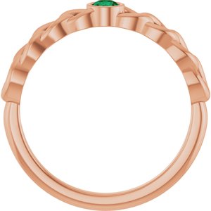 14K Rose Gold Natural Emerald Curb Chain Ring