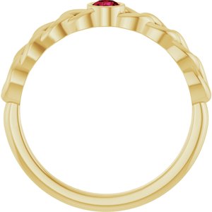 14K Yellow Gold Natural Ruby Curb Chain Ring